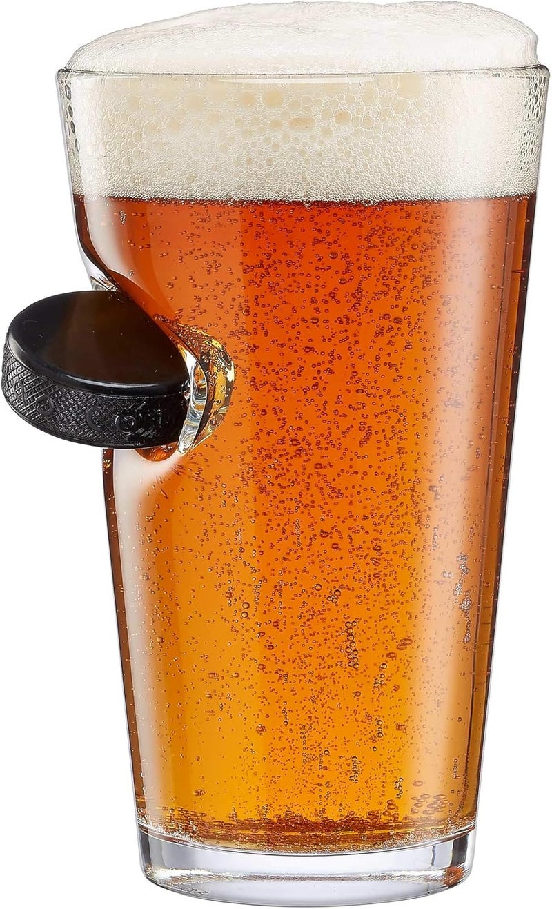 benshot Hockey Puck Pint Glass - 16oz | Made in the USA - Image 1